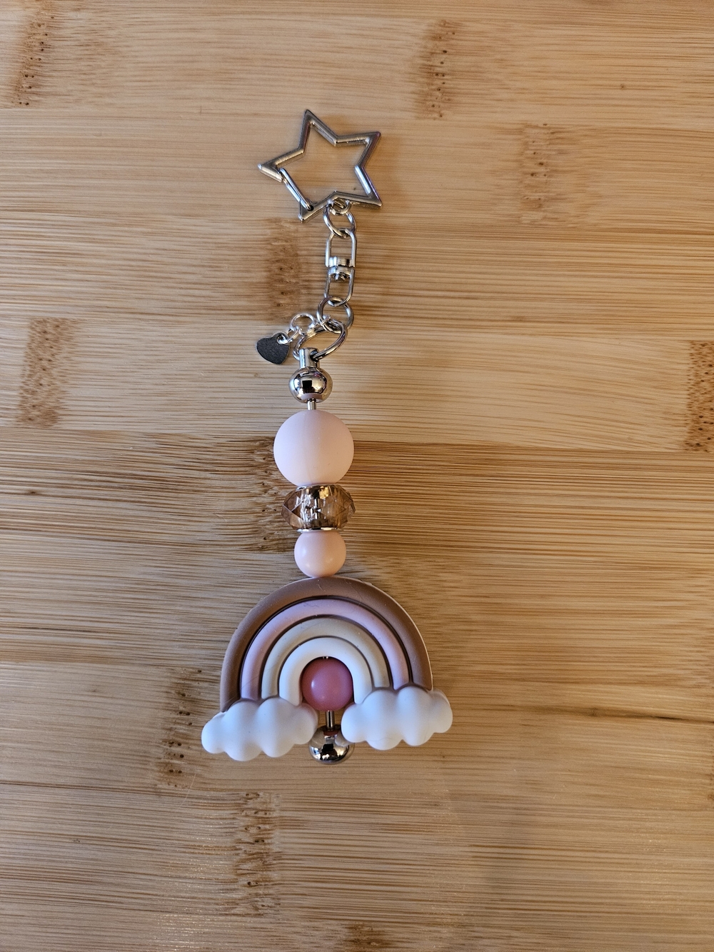 🌈Rainbow Silicone Keychain Charm in Pink